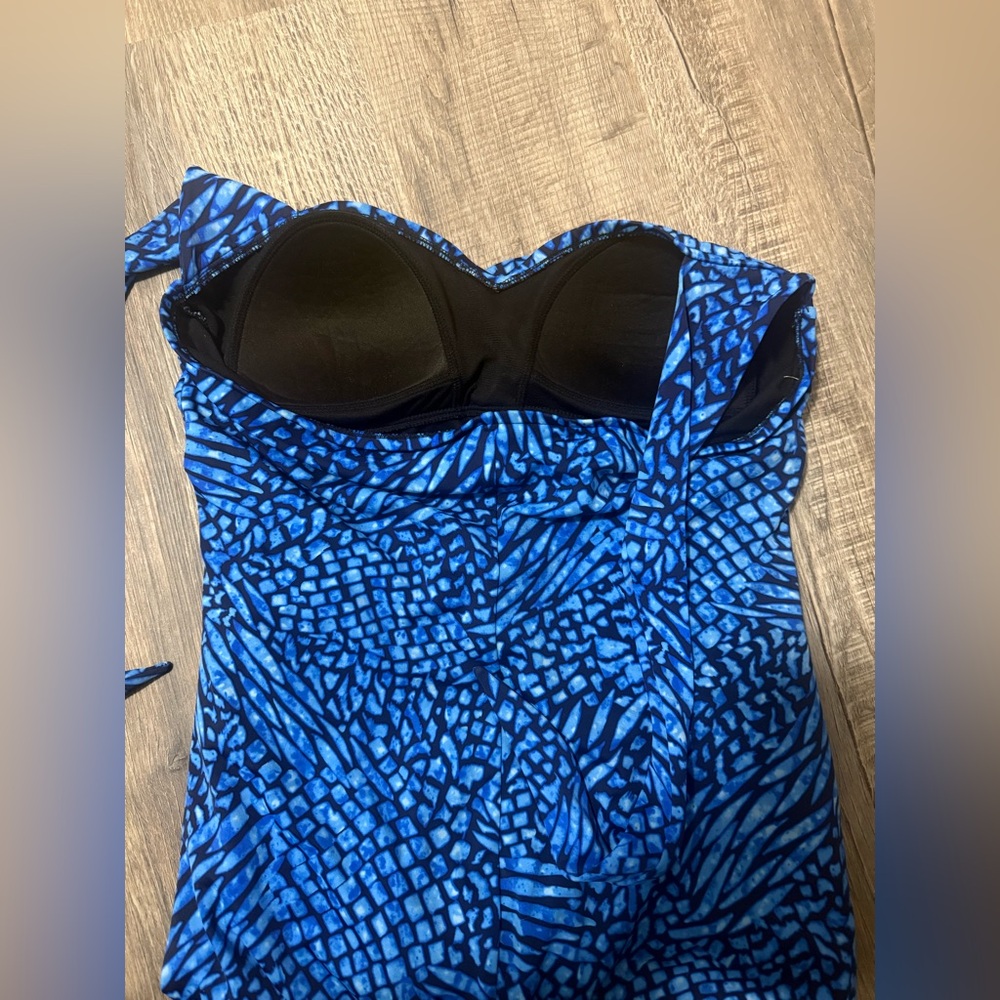 Blue Patterned One Piece Swimsuit - Picture 3 of 5